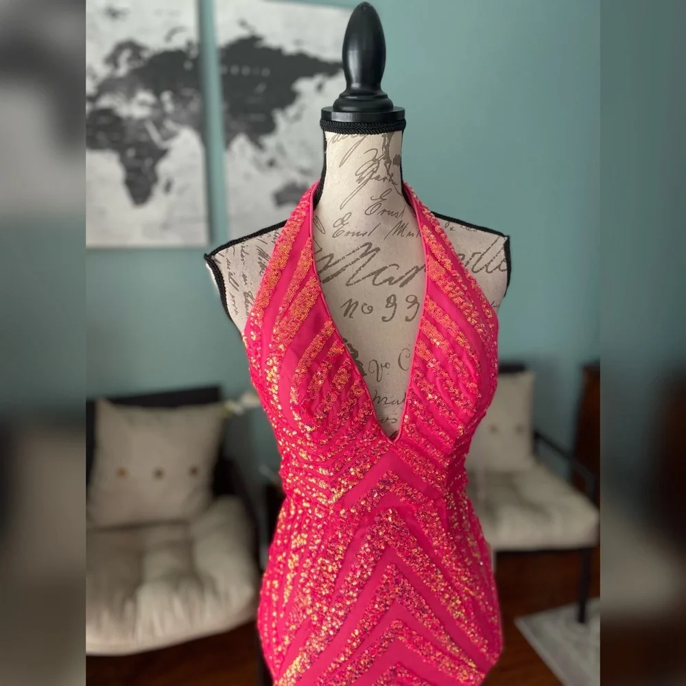 SOLD OUT ❌New with tags iridescent Jovani sequin pink prom dress - Picture 5 of 5